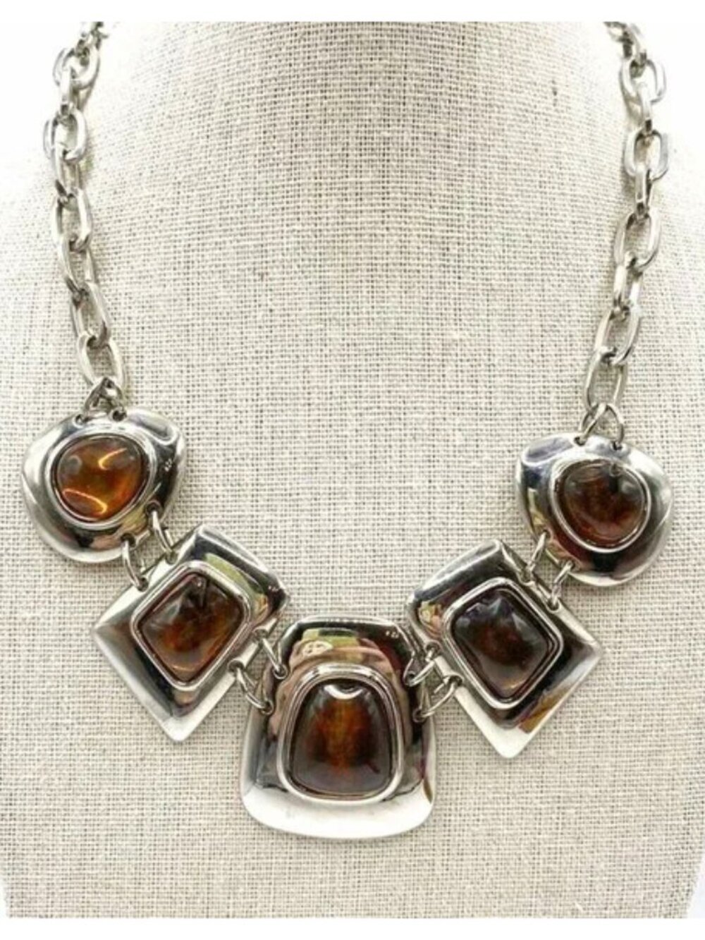 Lia Sophia Necklace Kiam Family Silver Plate, Amber Tone 16"-20" NWOT M395